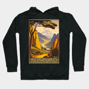 Mount Kilimanjaro Tanzania Vintage Travel Art Poster Hoodie